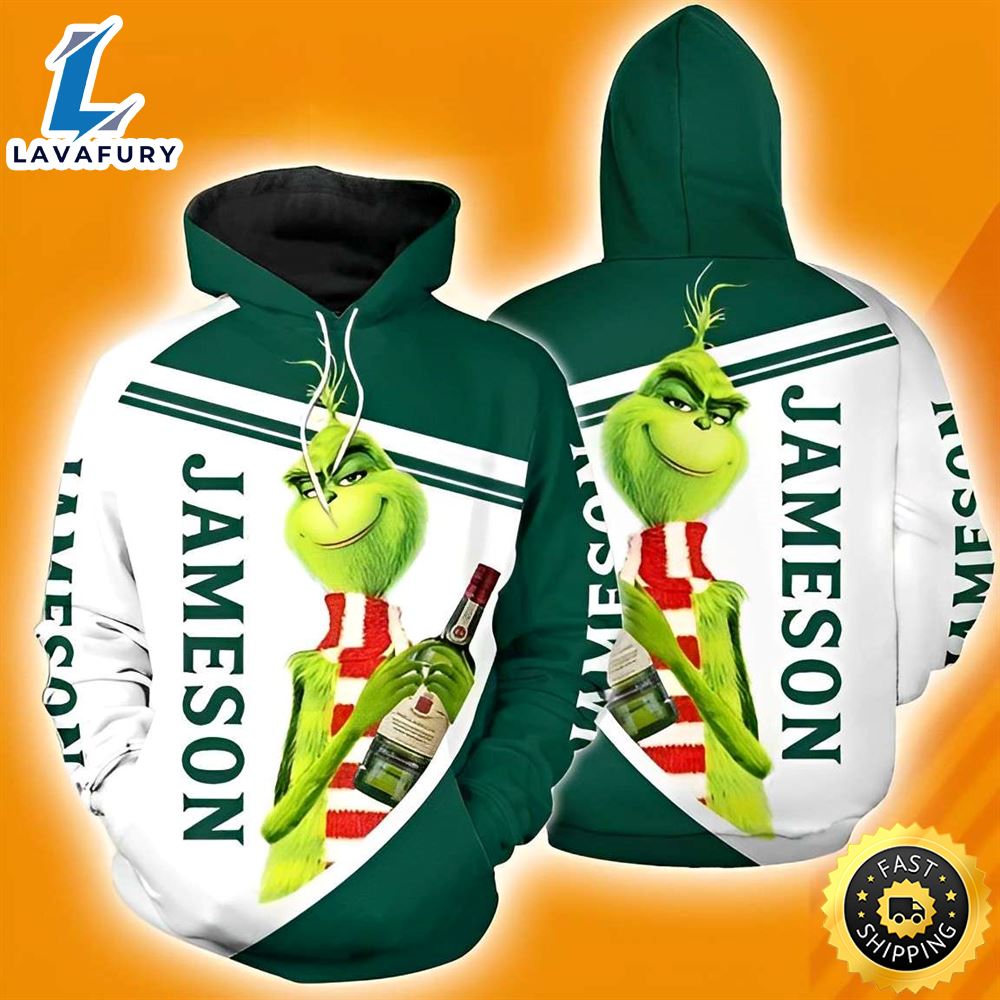 Jameson Irish Whiskey Grinch Funny Christmas Hoodies The Grinch Hoodie