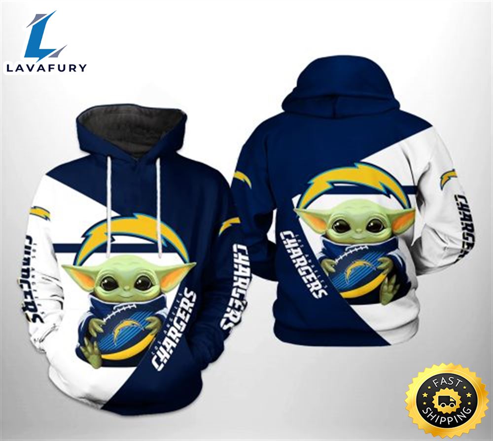 Los Angeles Chargers Nfl Baby Yoda Team 3d Printed Hoodie