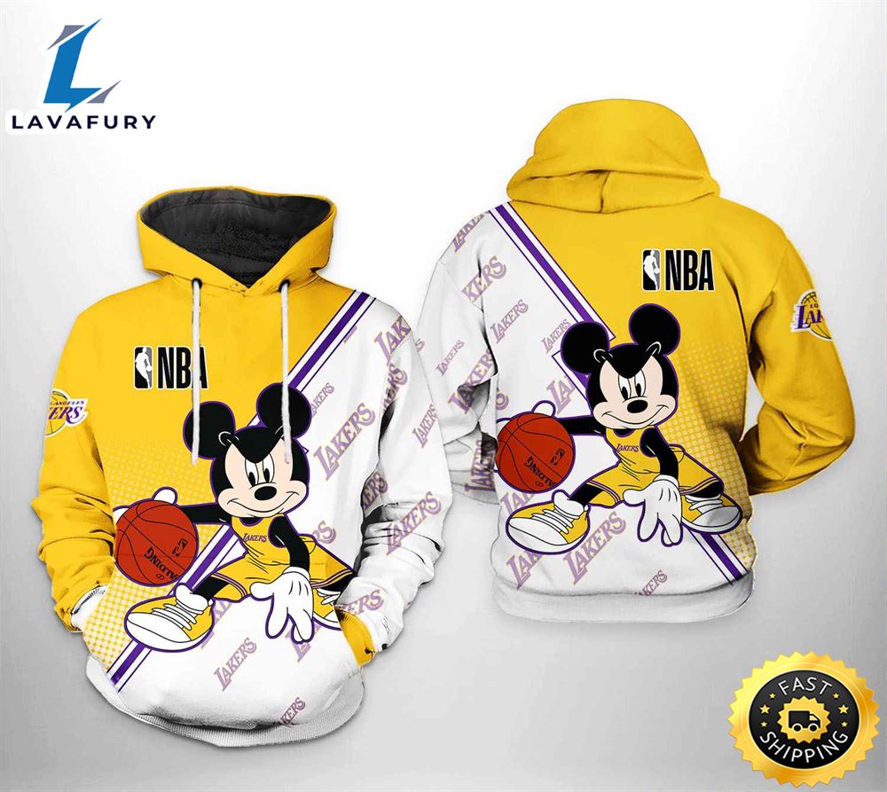 Los Angeles Lakers NBA Mickey 3D Printed Hoodie