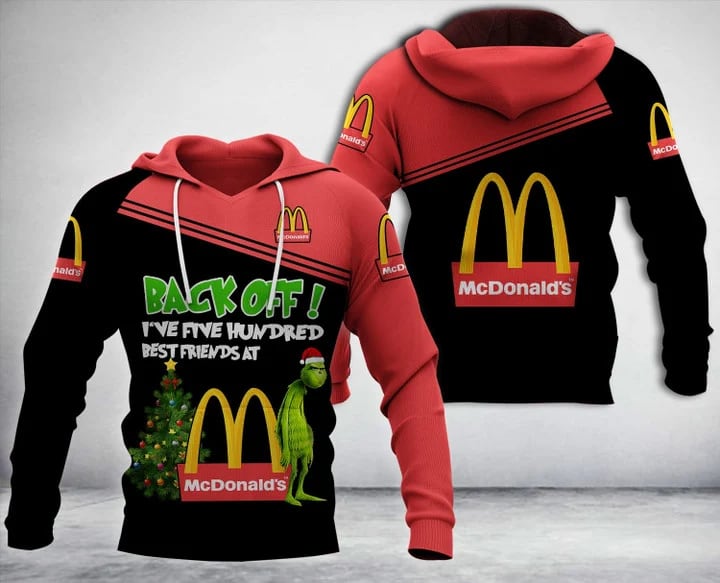 McDonald's With Grinch Merry Christmas All Over Print Hoodie