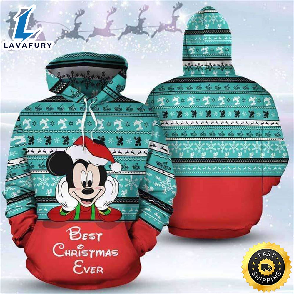 Mickey Best Chrismas Ever Ugly Sweater Pattern 3D Printed Hoodie
