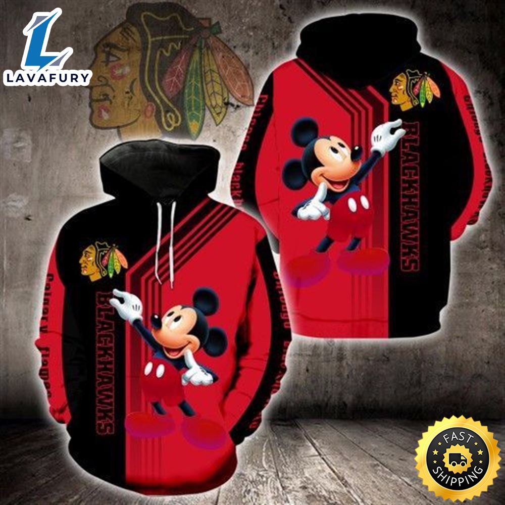 Mickey Chicago Blackhawks 3D Hoodie For Men For All Over Printed Hoodie
