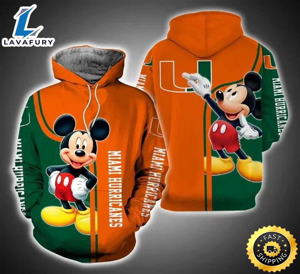 Mickey Mouse Paints Logo Miami Hurricanes 3d Hoodie Cool Miami Hurricanes Gifts