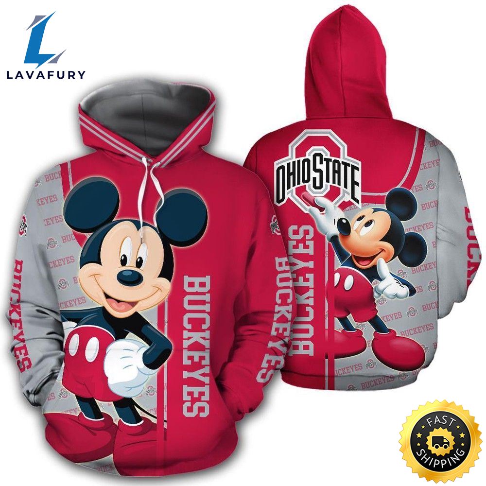 Mickey Ohio State Buckeyes 3D Hoodie For Men For All Over Printed Hoodie