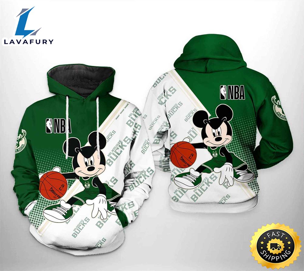 Milwaukee Bucks NBA Mickey 3D Printed Hoodie