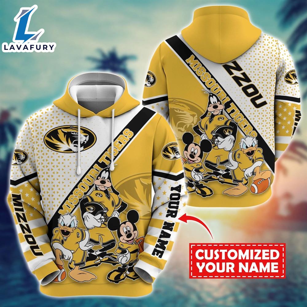 NCAA And Mickey Missouri Tigers Character Cartoon Movie Custom Name Hoodie New Arrivals