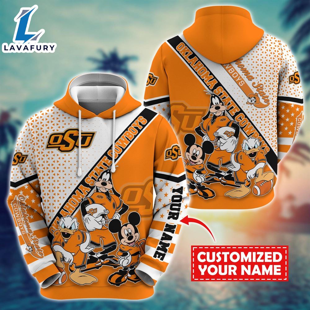 NCAA And Mickey Oklahoma State Cowboys Character Cartoon Movie Custom Name Hoodie New Arrivals