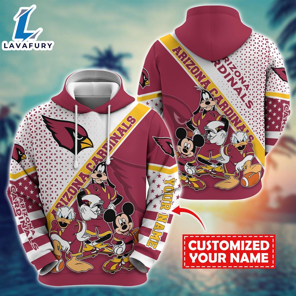 NFL Mickey Mouse Arizona Cardinals Character Cartoon Movie Custom Name Hoodie New Arrivals