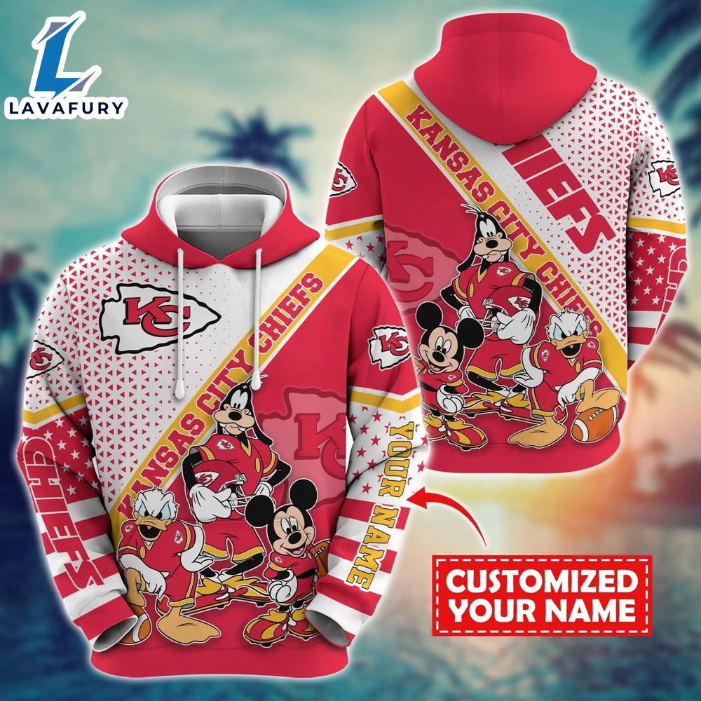 NFL Mickey Mouse Kansas City Chiefs Character Cartoon Movie Custom Name Hoodie New Arrivals