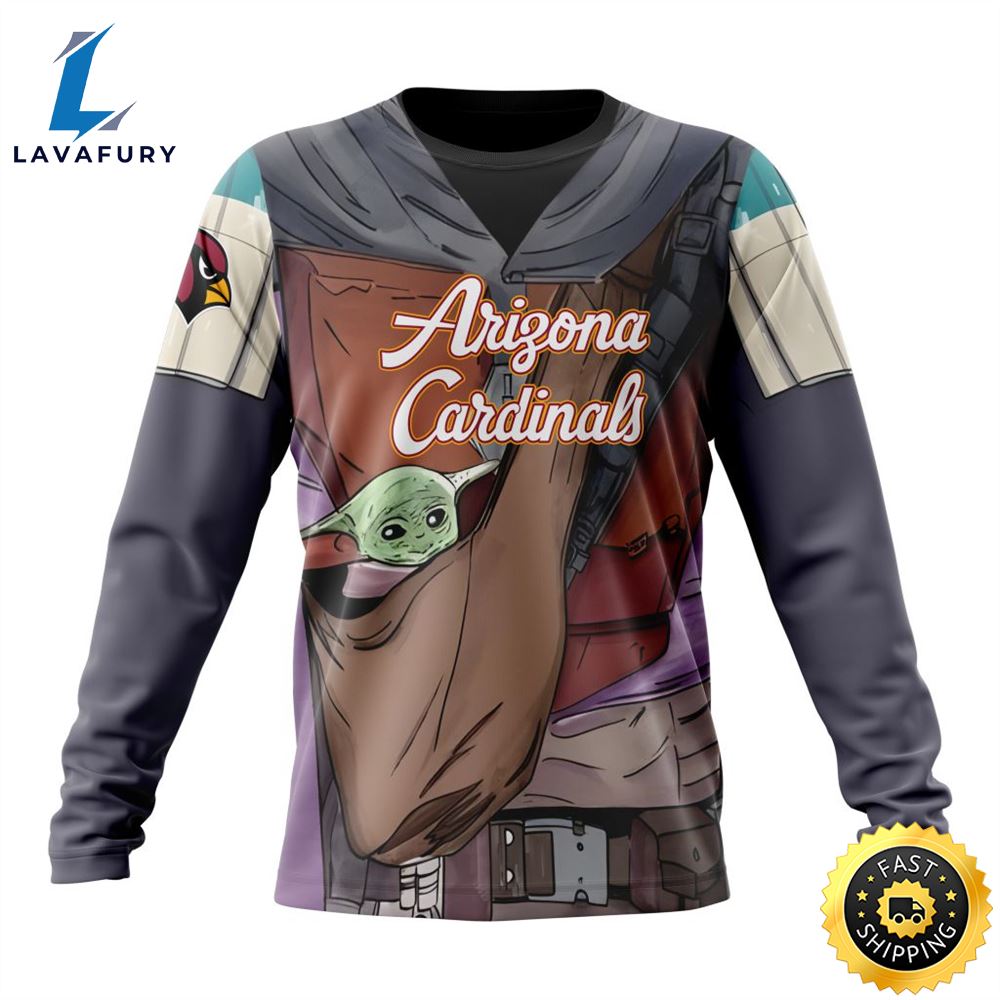NFL Arizona Cardinals Custom Name Number Mandalorian And Baby Yoda Sweatshirt