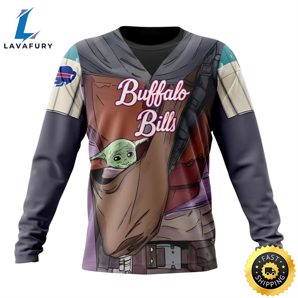 NFL Buffalo Bills Custom Name Number Mandalorian And Baby Yoda Sweatshirt