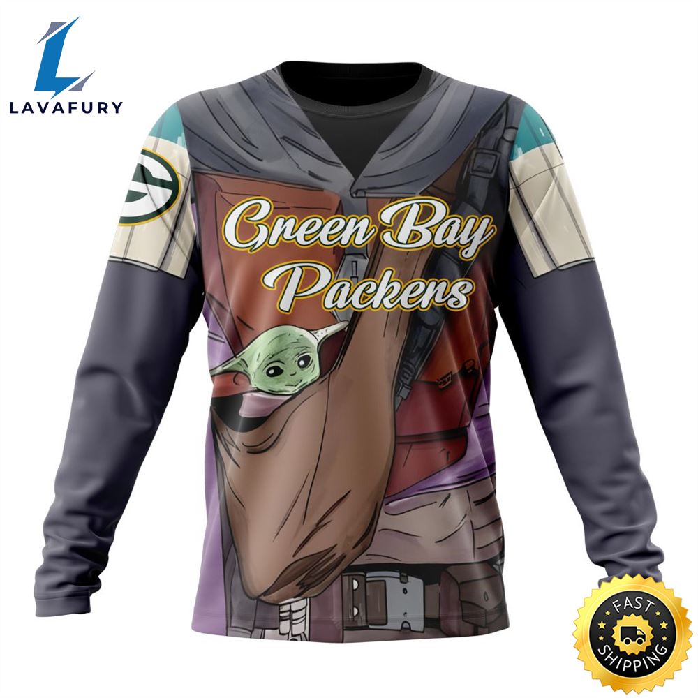 NFL Green Bay Packers Custom Name Number Mandalorian And Baby Yoda Sweatshirt
