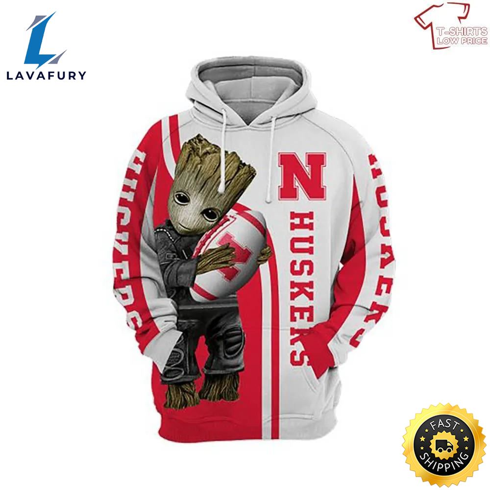 Ncaa Nebraska Cornhuskers Baby Groot 3d Hoodie
