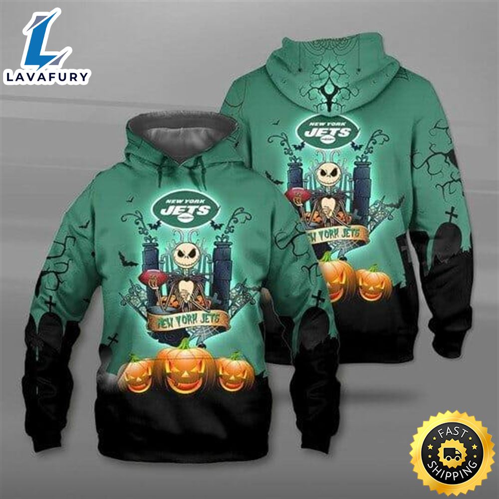 Nfl New York Jets Jack Skellington Halloween Pullover Hoodie