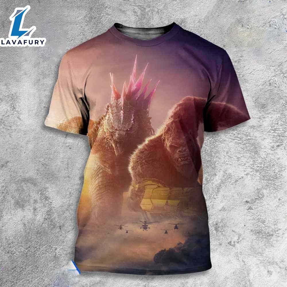 Nice Exclusive Newly Textless Poster For Godzilla X Kong 2024 The New Empire Kaiju Movie 3d T-Shirt