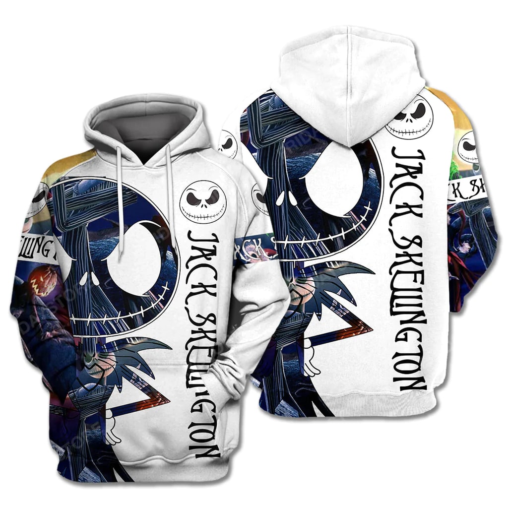 Nightmare Before Christmas Hoodie Jack Skellington Symbol Blue White Hoodie
