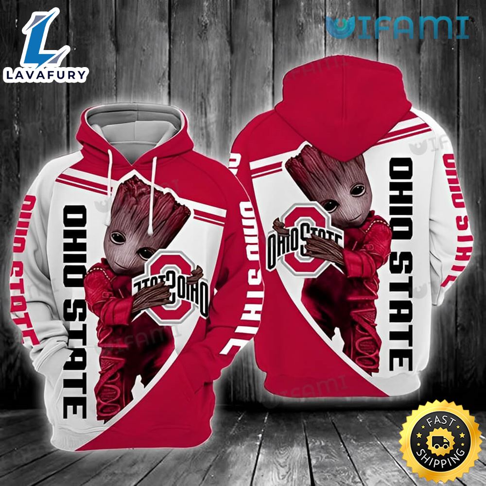 Ohio State Buckeyes Hoodie 3d Groot Hug Logo Ohio State Gift