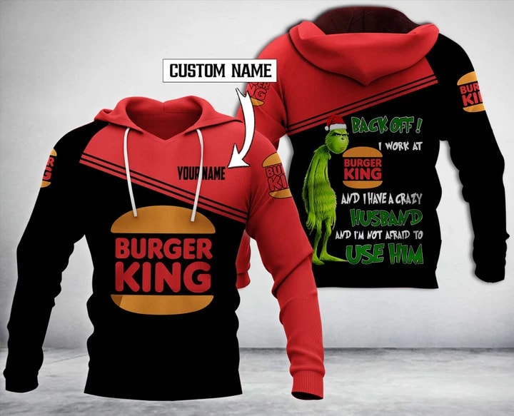 Personalized Burger King With Grinch Merry Christmas All Over Print Hoodie