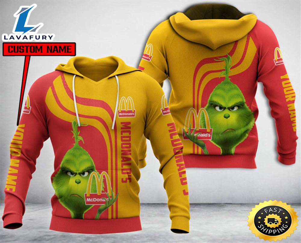 Personalized Grinch Hug Logo McDonald's All Over Print Hoodie