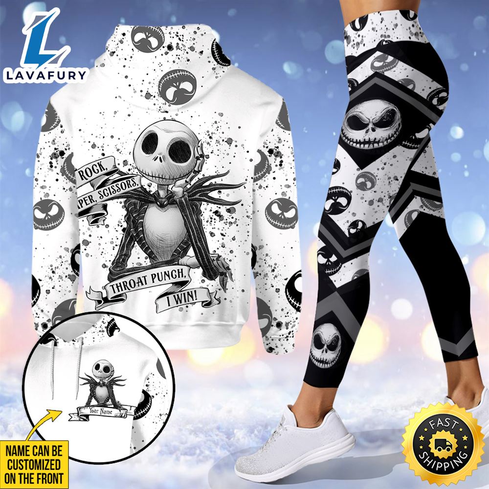 Personalized Jack Skellington Rock Paper Scissors I Win Hoodie, legging