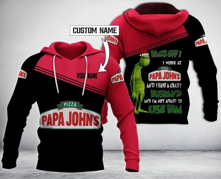 Personalized Papa John's Pizza With Grinch Merry Christmas All Over Print Hoodie