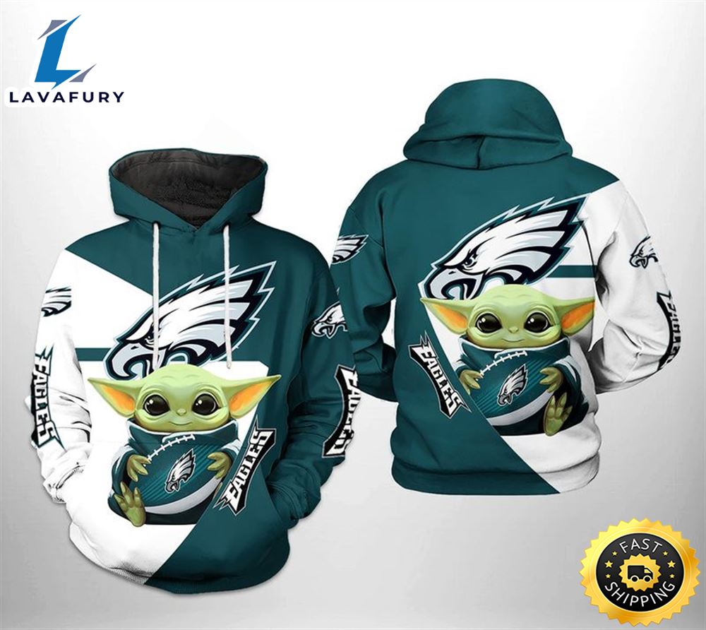 Philadelphia Eagles Baby Yoda Designs For Men 3d Hoodie All Over Printed