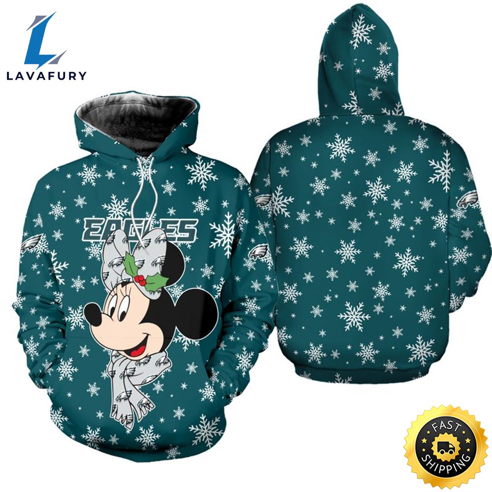 Philadelphia Eagles Christmas Minnie Mouse Football NFL All Over Print Hoodie Shirt