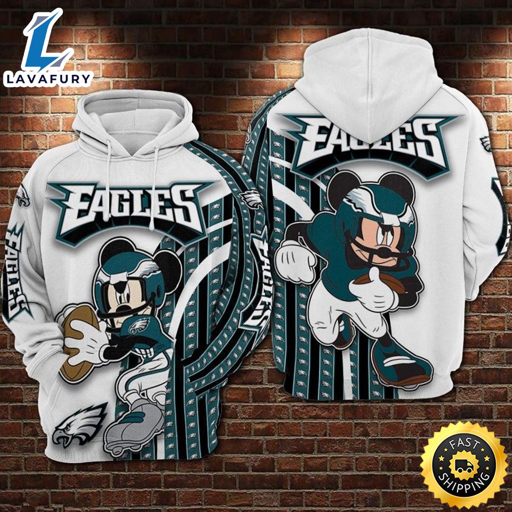 Philadelphia Eagles Nfl Football Mickey 3D Hoodie For Men For Philadelphia Eagles All Over Printed Hoodie