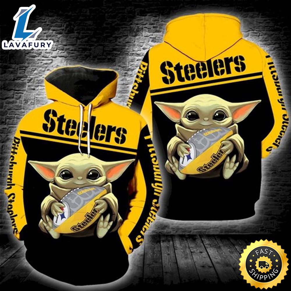 Pittsburgh Steelers Baby Yoda Full Print 3d Hoodie All Over Printed