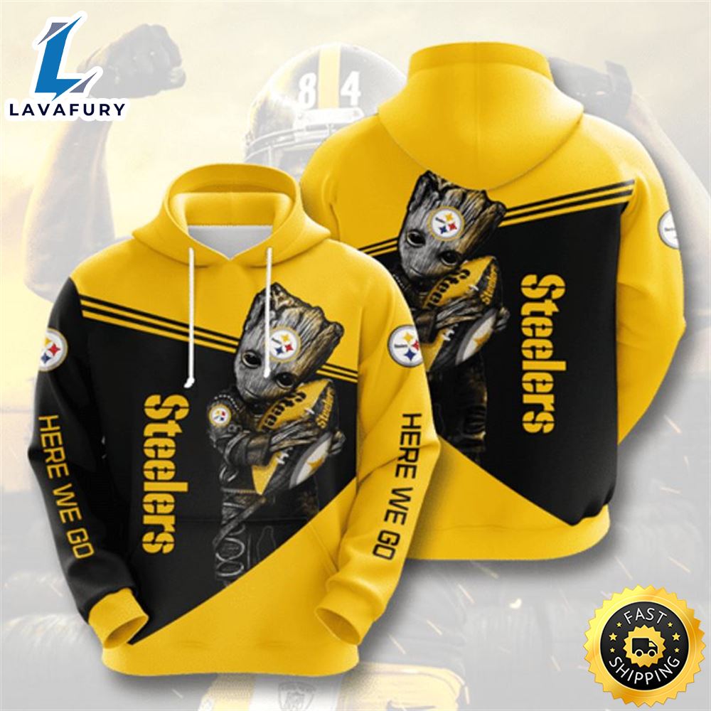 Pittsburgh Steelers Logo I Am Groot Star Wars 3d Hoodie All Over Printed