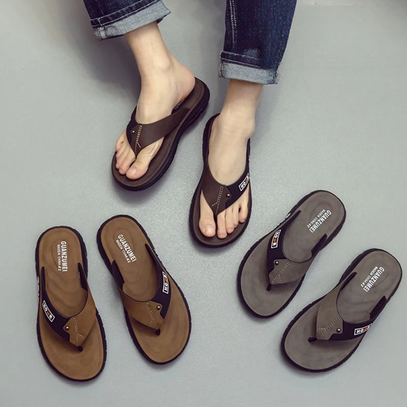 Men's slippers, beach shoes, summer wear, anti-slip, anti-pinch, wear-resistant, odor-resistant, thick-soled