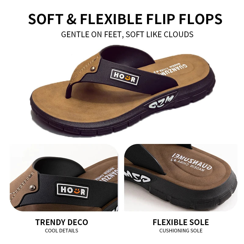 Men's slippers, beach shoes, summer wear, anti-slip, anti-pinch, wear-resistant, odor-resistant, thick-soled