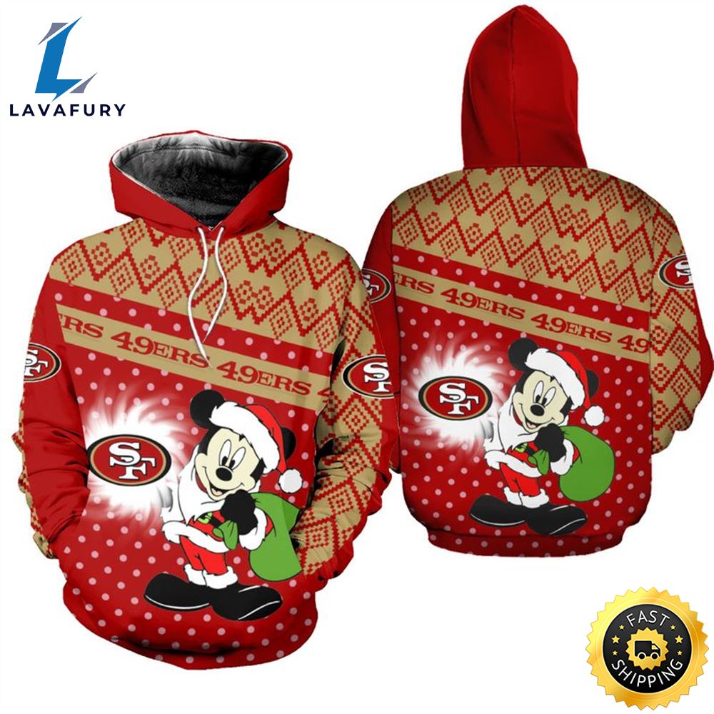 San Francisco 49ers Christmas Mickey Football NFL All Over Print Hoodie Shirt