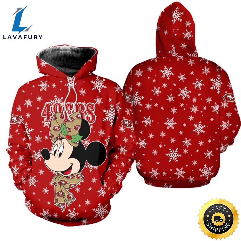 San Francisco 49ers Christmas Minnie Mouse Football NFL All Over Print Hoodie Shirt