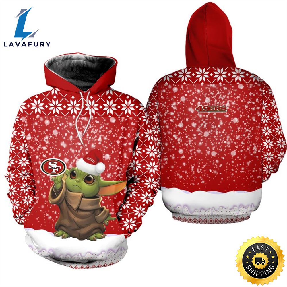 San Francisco 49ers Christmas Pattern YODA Football NFL All Over Print Hoodie Shirt