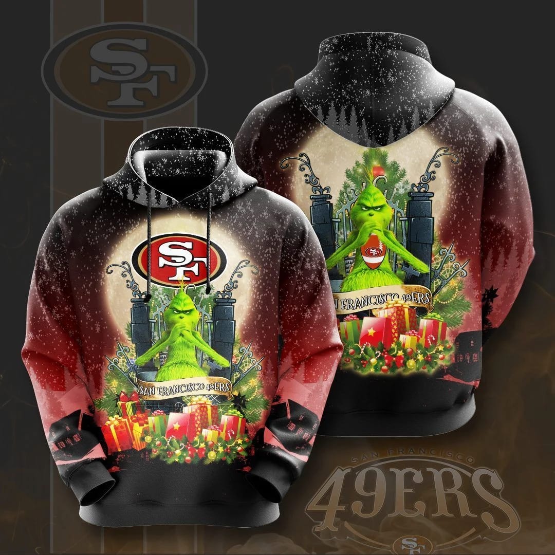 San Francisco 49ers Football Team Grinch Merry Christmas All Over Print 3d Hoodie
