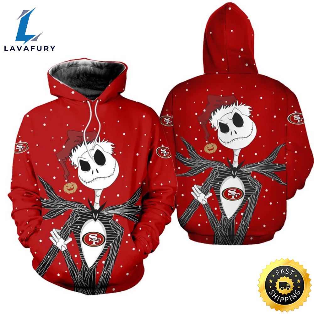 San Francisco 49ers Jack Skellington Christmas Football NFL All Over Print Hoodie Shirt