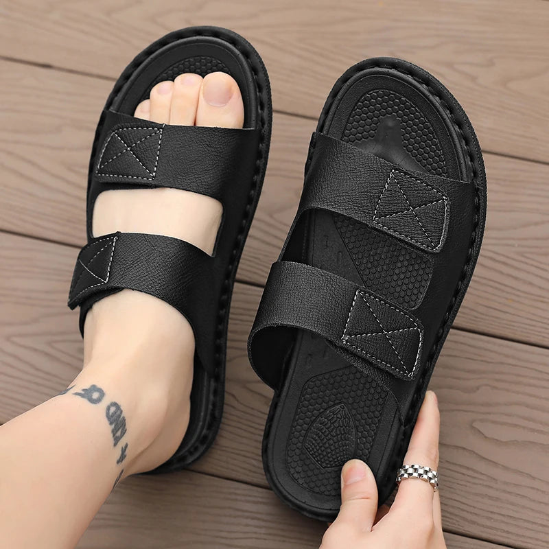 Fashion 2026 Men Beach Sandals Velcro Slippers Outdoor Design Soft Sole Slides Men Casual Shoes Flip-flops Home Slippers Sandals