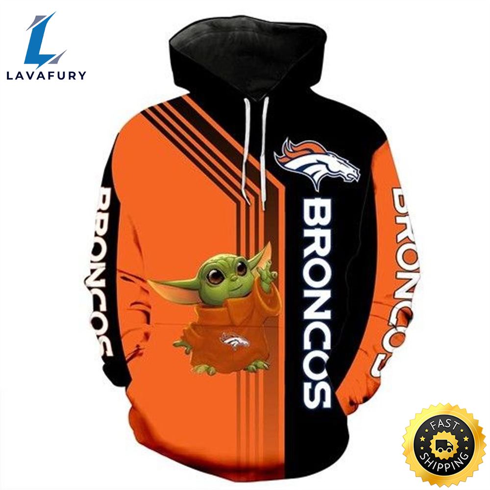 Sports Team Denver Broncos Yoda 3d Hoodie All Over Printed