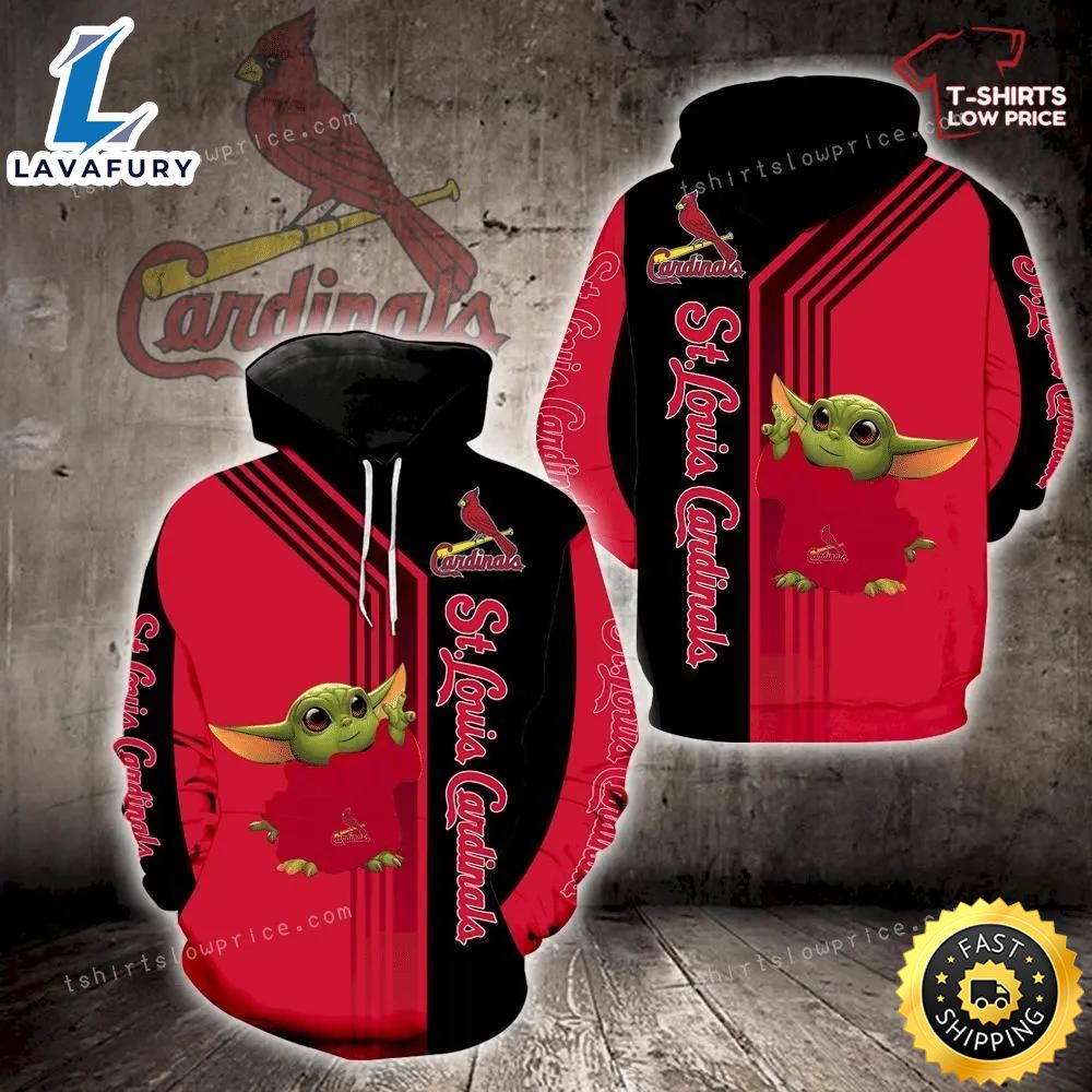 St Louis Cardinals Baby Yoda Green Full Print 3d Hoodie, St Louis Cardinals Gift Idea