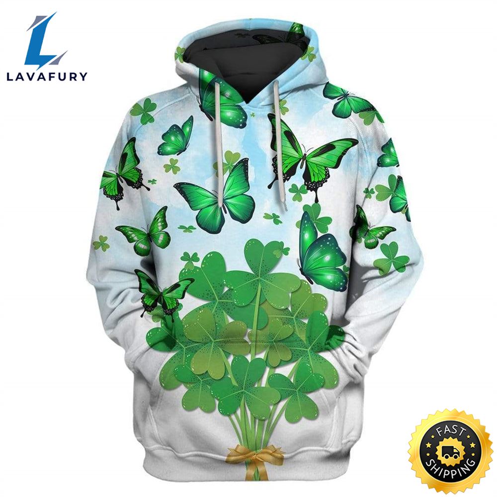 St Patricks Day Funny With Butterfly Custom T-Shirt - Hoodies Apparel