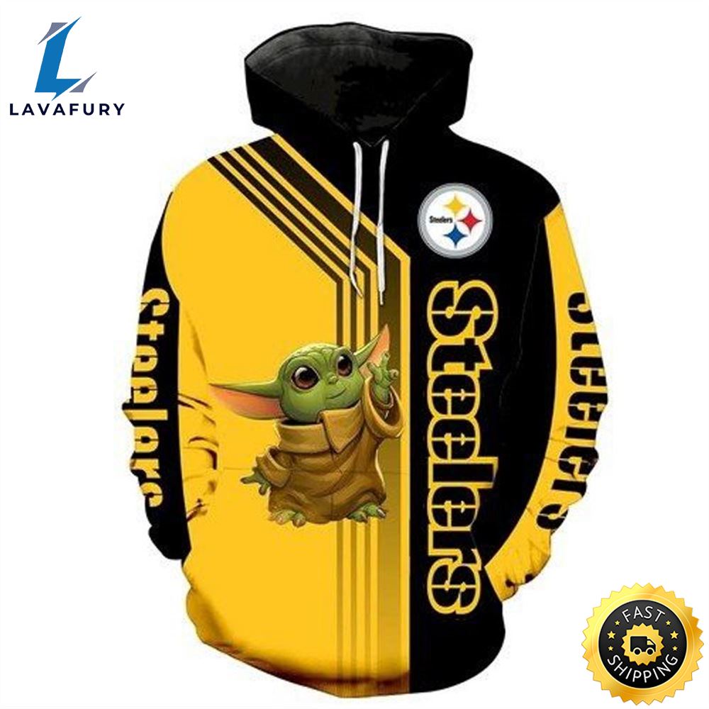 Star Wars Baby Yoda Pittsburgh Steelers 3d Hoodie All Over Printed