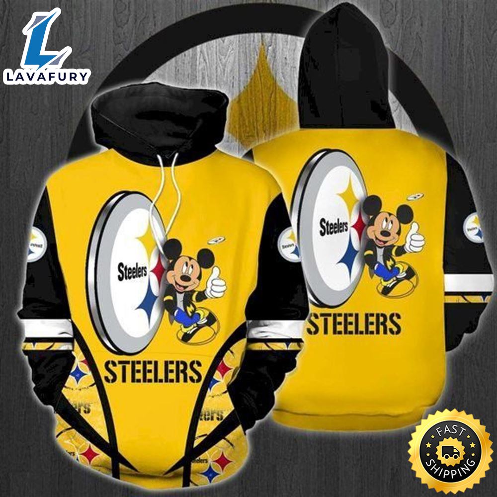 Steeler Mickey Mouse 3D Hoodie For Men For All Over Printed Hoodie