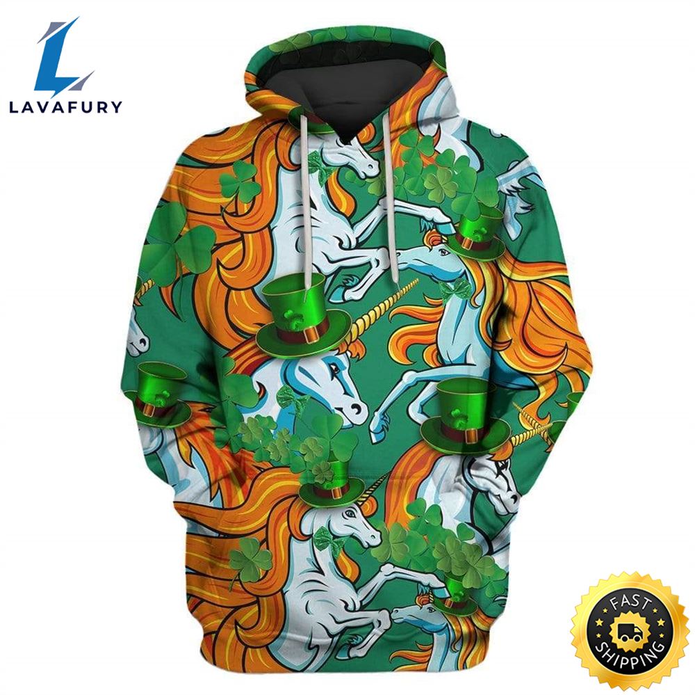 Unicorn On St. Patrick's Day Custom T-Shirt - Hoodies Apparel