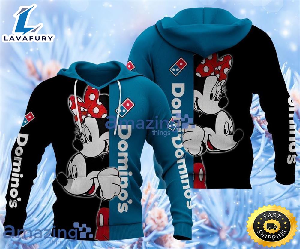 Valentine Domino's Pizza Mickey Minnie Mouse Black And Blue Mickey Mouse Hoodie 3D Gift