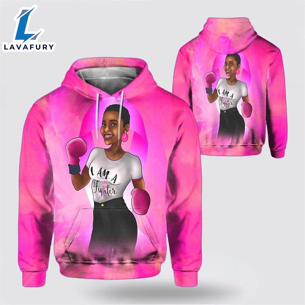 African American I Am A Fighter Breast Cancer Pink Hoodie