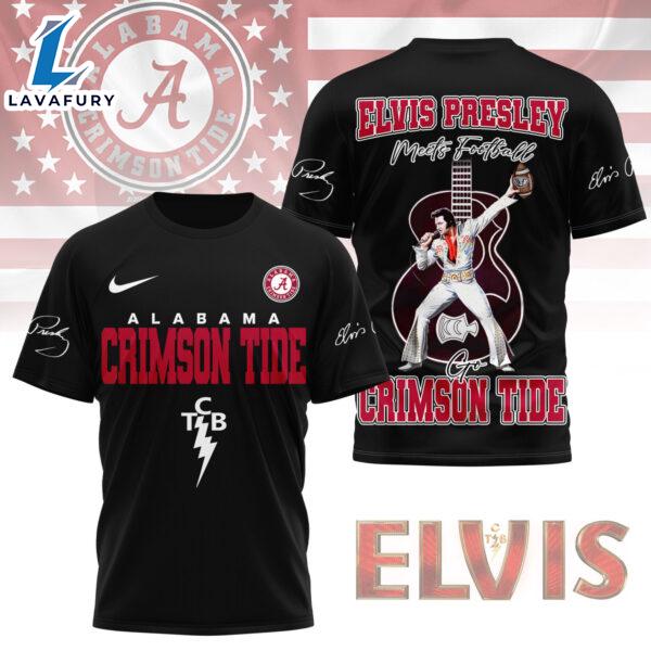Alabama Crimson Tide x Elvis Presley Football Jersey T-Shirt Black Veteran Day