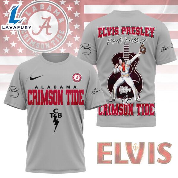 Alabama Crimson Tide x Elvis Presley Football Jersey T-Shirt Gray Veteran Day