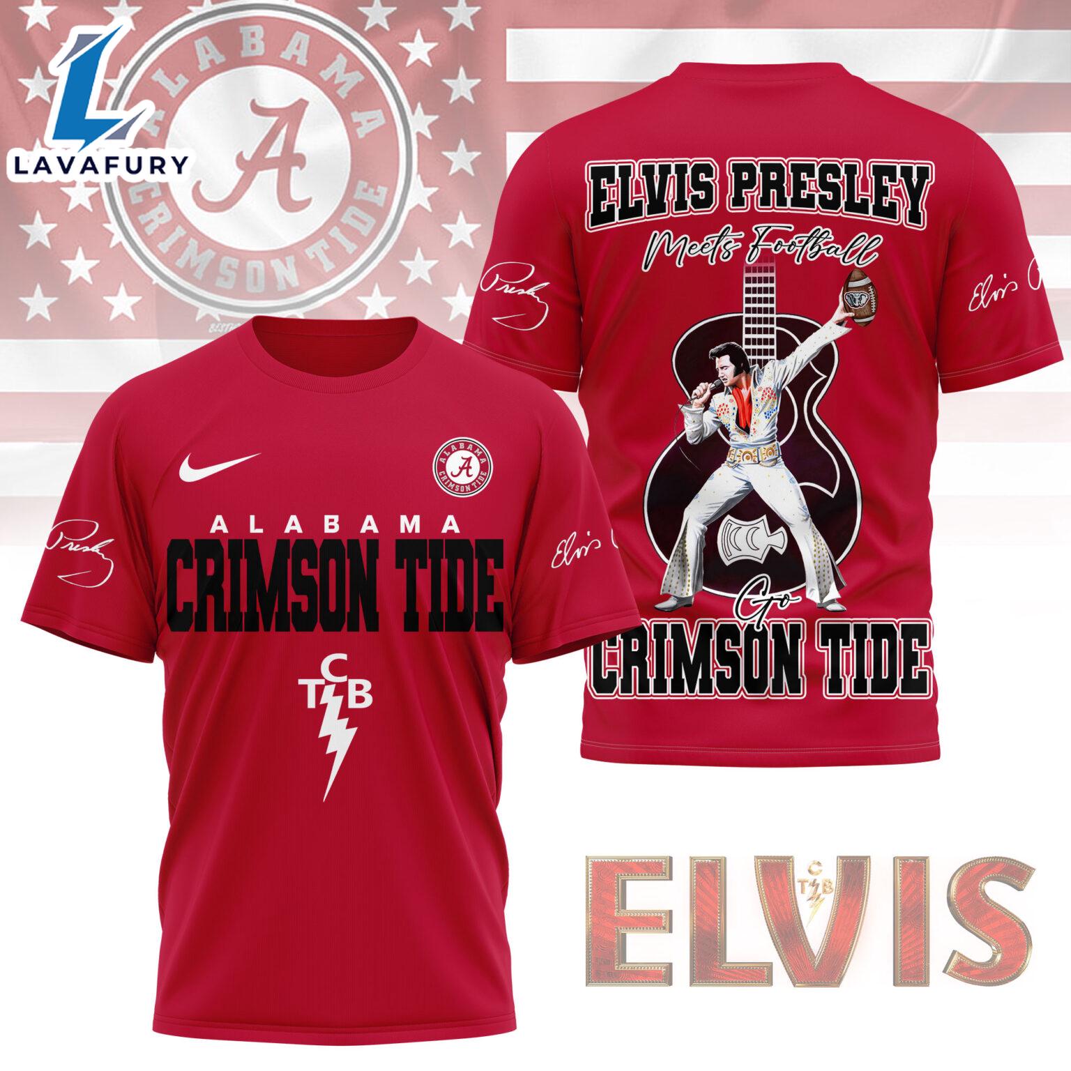 Alabama Crimson Tide x Elvis Presley Football Jersey T-Shirt Red Veteran Day