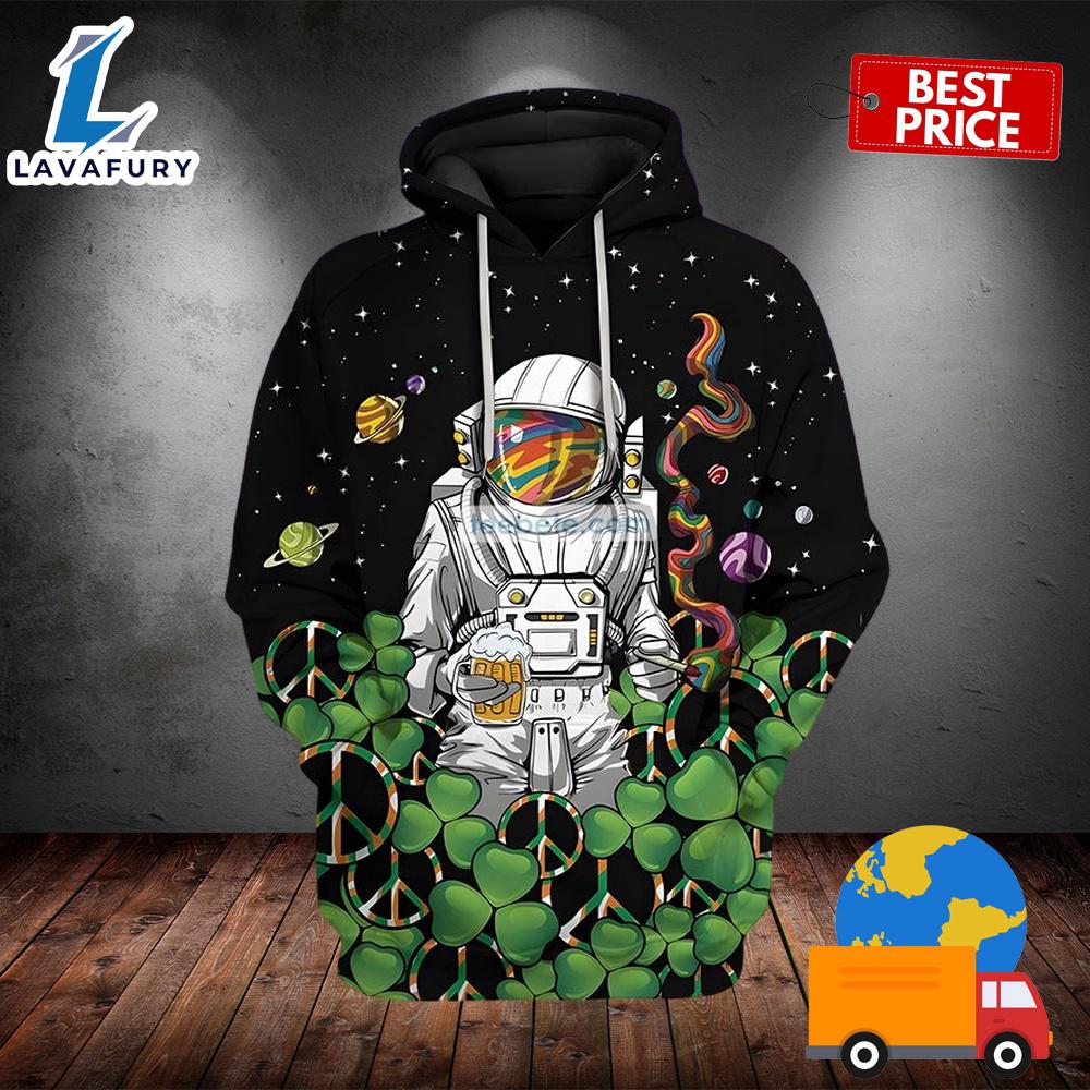 Astronaut Drink Beer On St Patricks Black 3D Hoodie For 2025
